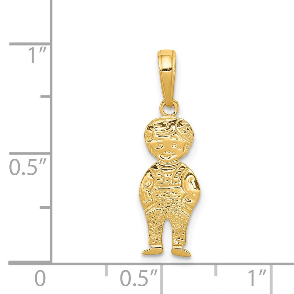 14k Yellow Gold Boy with Hands in Pocket Pendant for Women