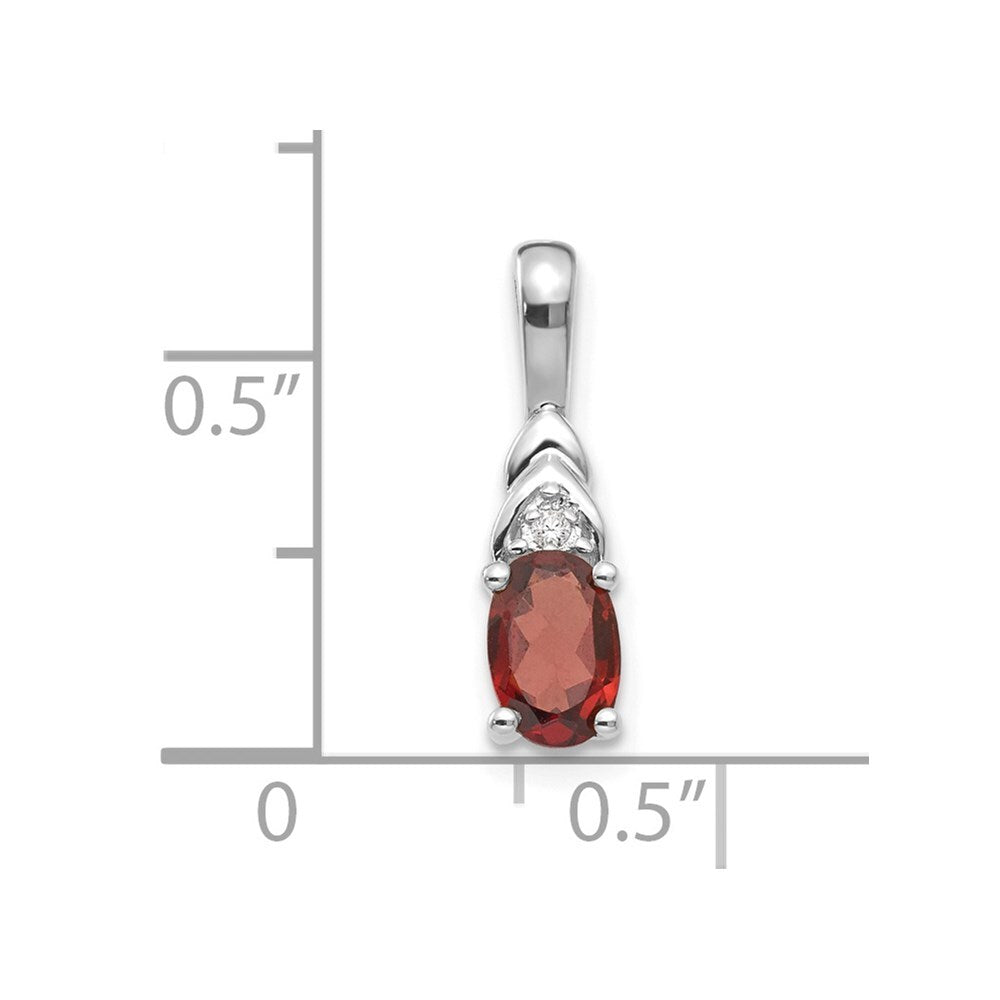 14k White Gold Garnet and Diamond Pendant for Women