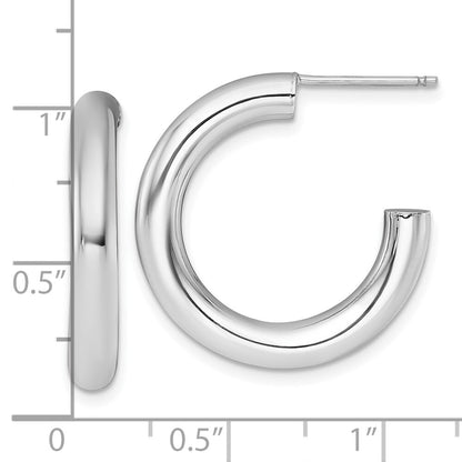 14k White Gold Polished 4.0 x 25mm Tube C-Hoop Earrings Gift for Women
