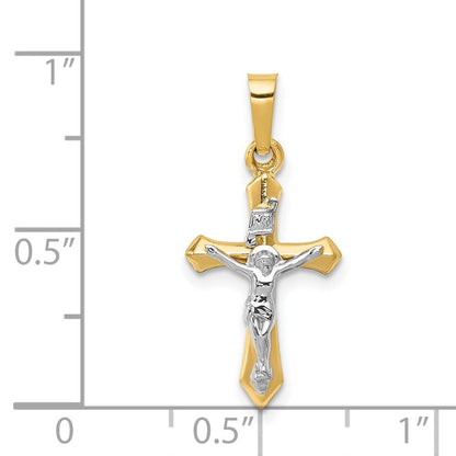 14k Two-tone Gold Polished INRI Crucifix Pendant for Women