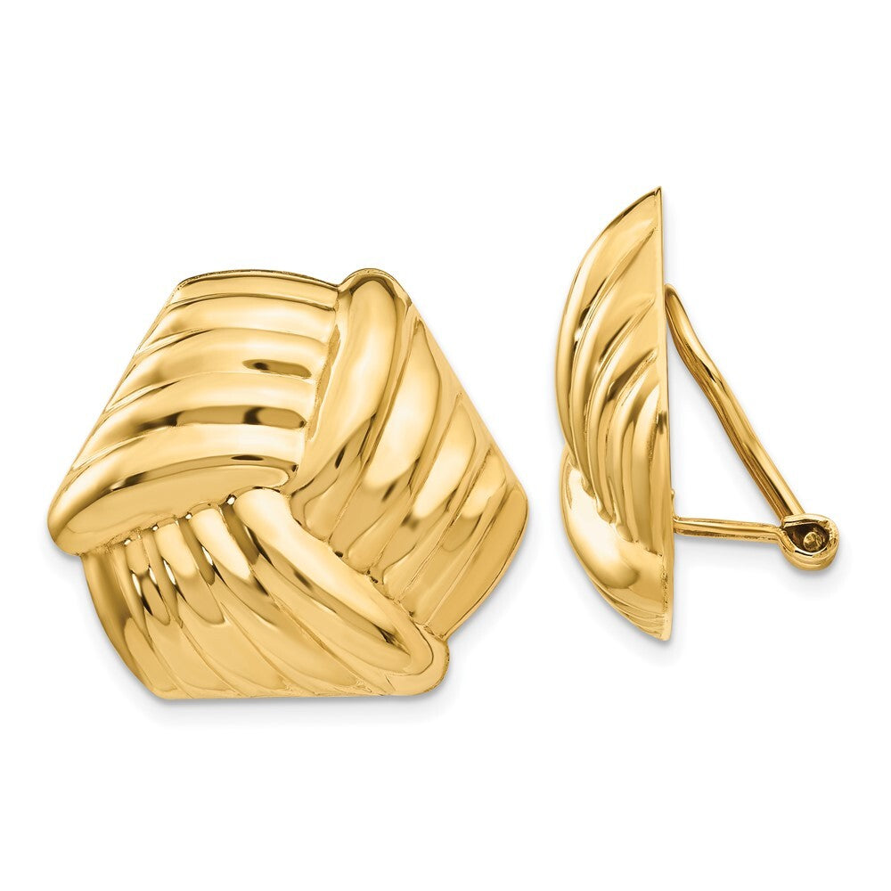 14k Yellow Gold Omega Clip Non-pierced Stud Earrings