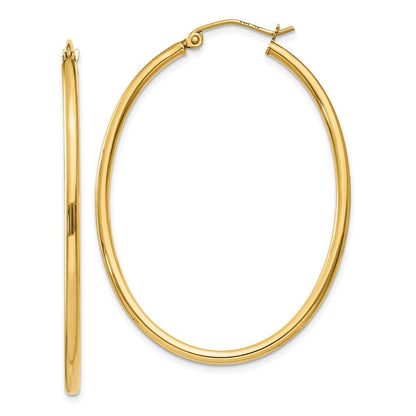 14k Yellow Gold Oval Polished Hoop Earring