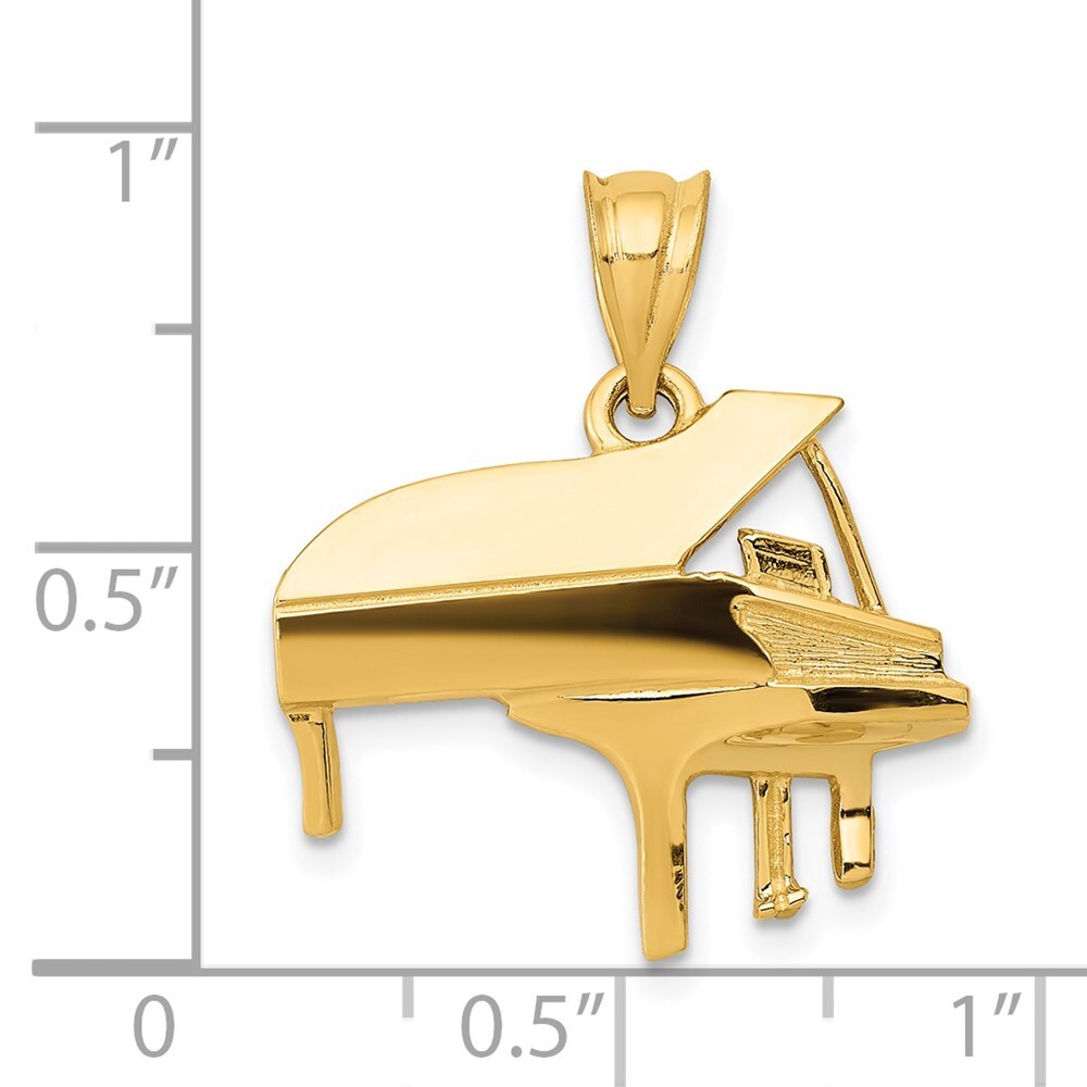 14k Yellow Gold Piano Charm Pendant for Women