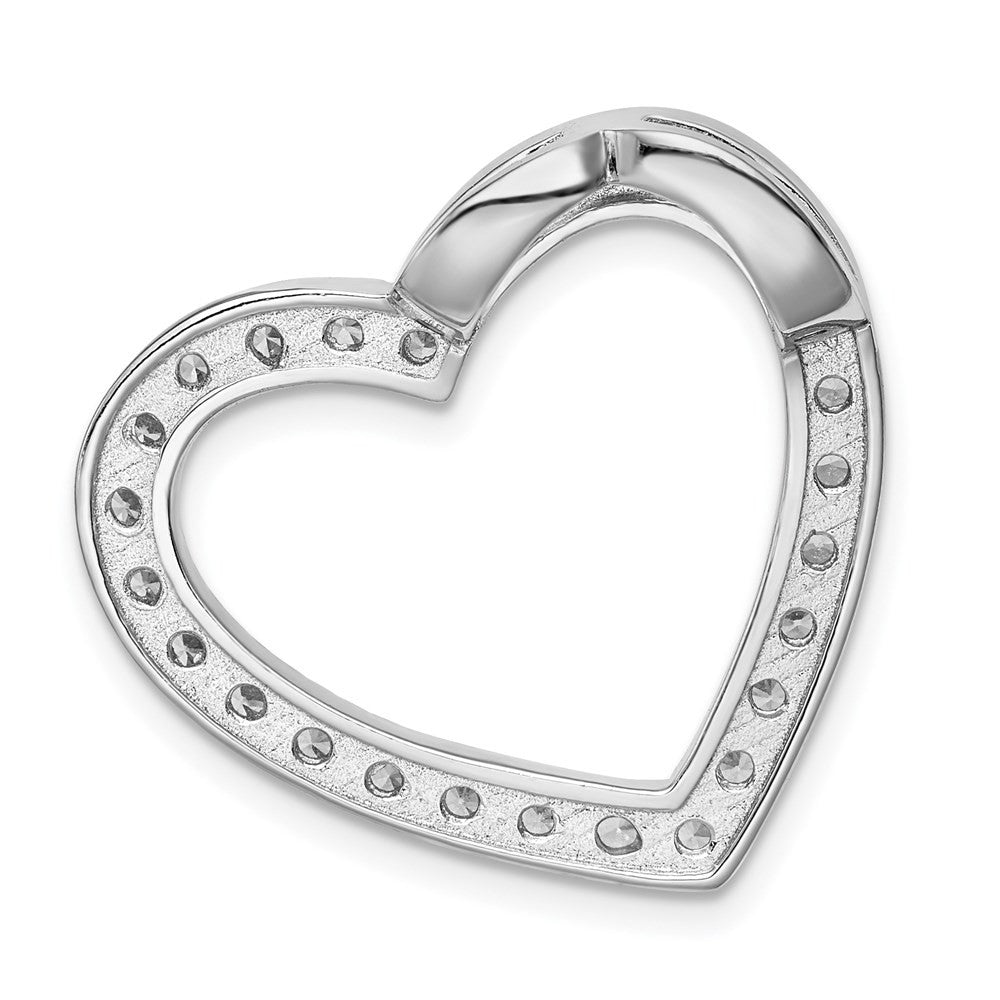 Sterling Silver Rhodium-plated Cubic Zirconia Heart Slide Pendant