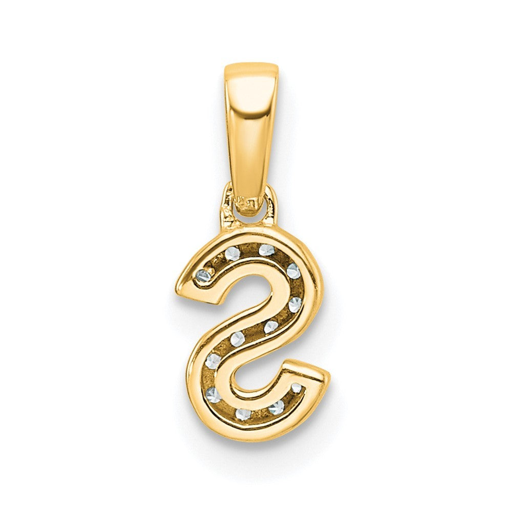 14k Yellow Gold  Diamond Letter S Initial with Bail Pendant