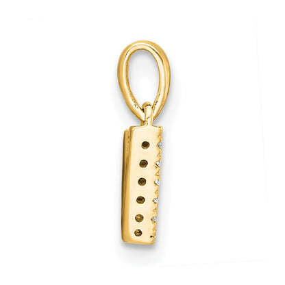 14k Yellow Gold  Diamond Letter V Initial with Bail Pendant