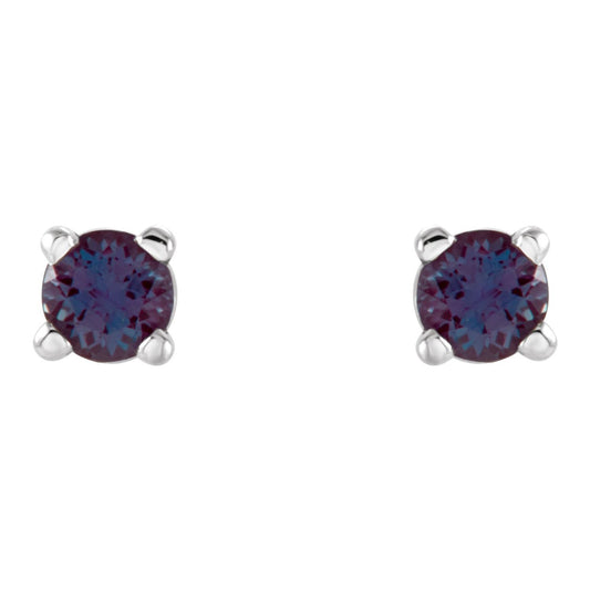 Gift for Mothers Day 14k White Gold 2.5 mm Lab-Grown Alexandrite Stud Earrings