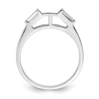 Sterling Silver Rhodium-plated CZ Two Piece Wedding Set Rings Size 7