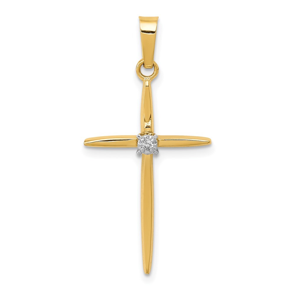 14k Yellow Gold Diamond Polished Passion Cross Pendant for Women