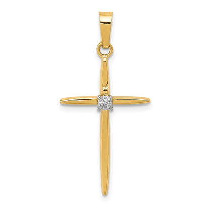14k Yellow Gold Diamond Polished Passion Cross Pendant for Women