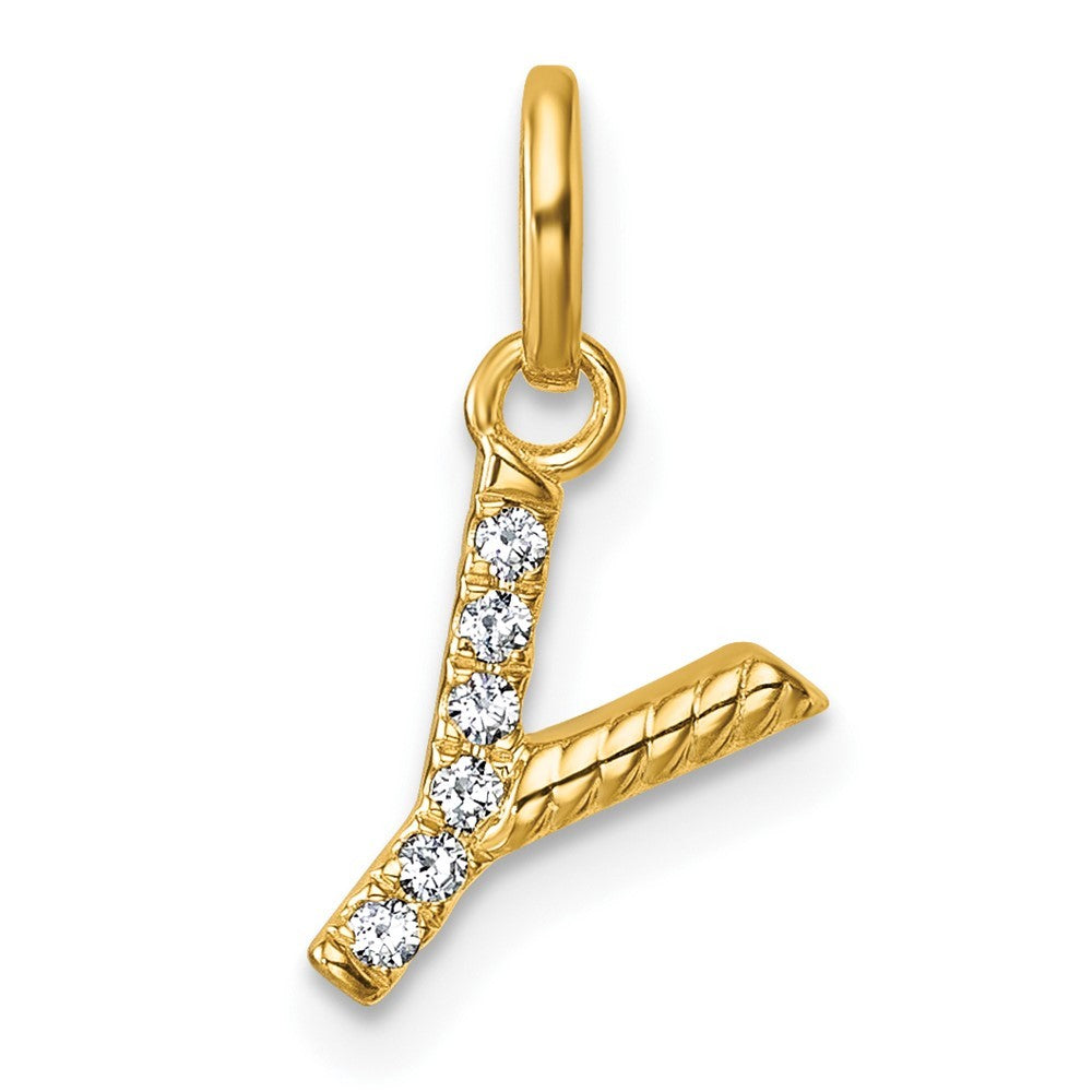 14k Yellow Gold Twisted .05 ct. Diamond Initial Y Charm