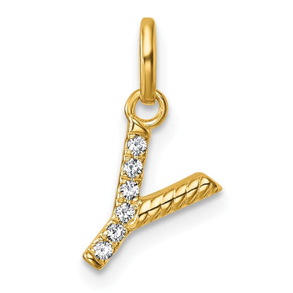 14k Yellow Gold Twisted .05 ct. Diamond Initial Y Charm