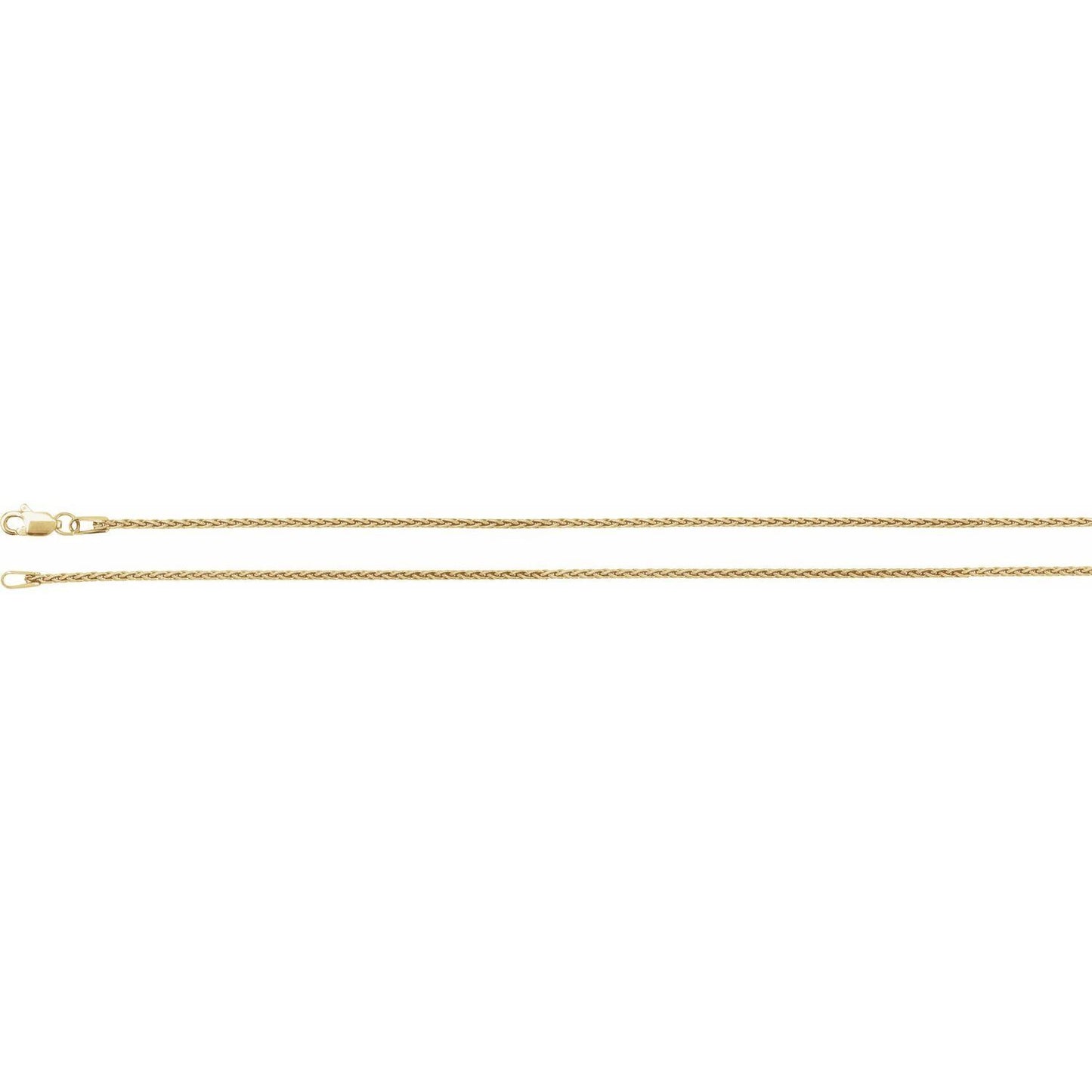 14k Yellow Gold 1.25 mm Wheat Chain Necklace Fine Gift for Women 16"