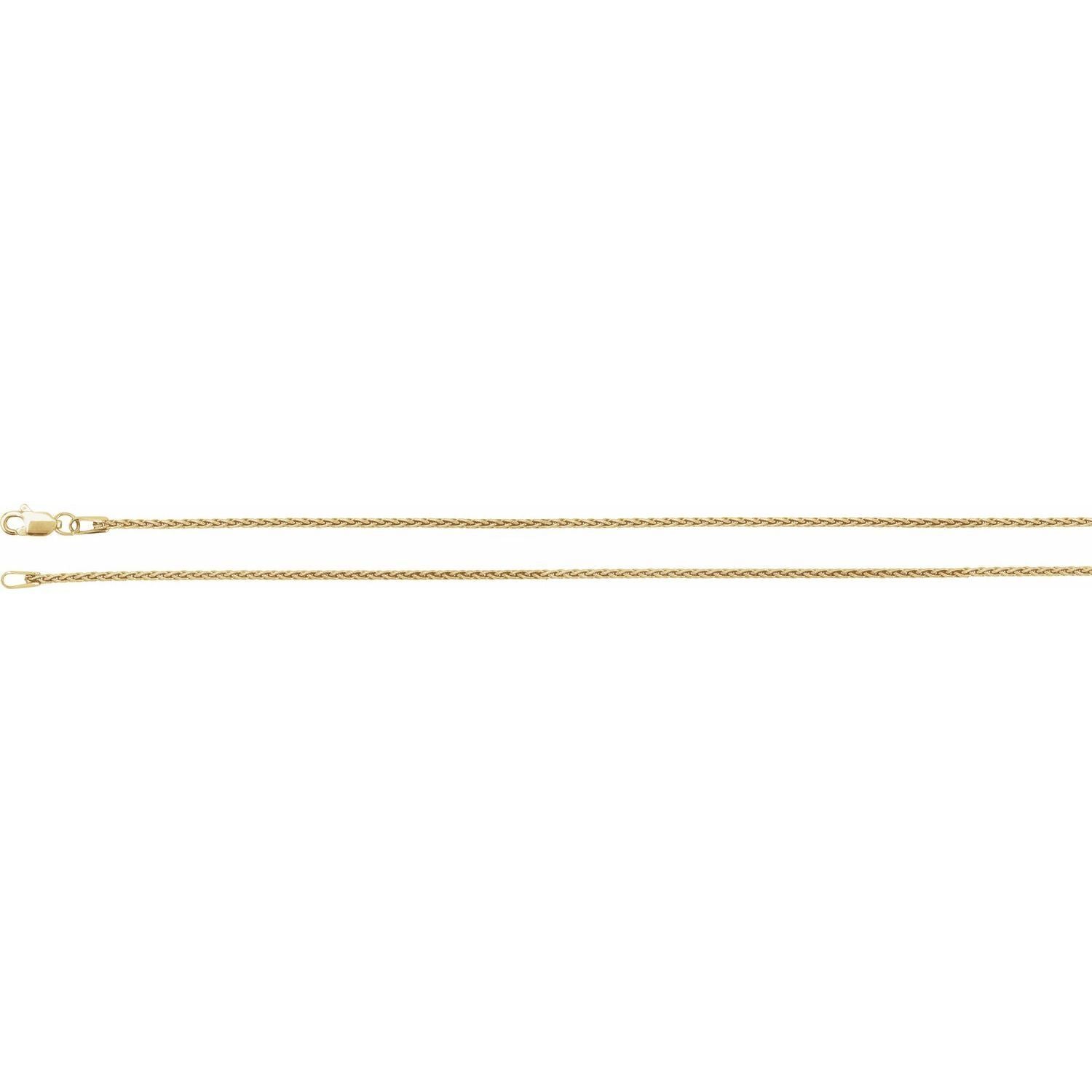 14k Yellow Gold 1.25 mm Wheat Chain Necklace Fine Gift for Women 16"