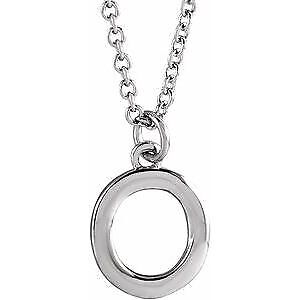 14k White Gold Initial O Dangle 18" Necklace Gift for Women