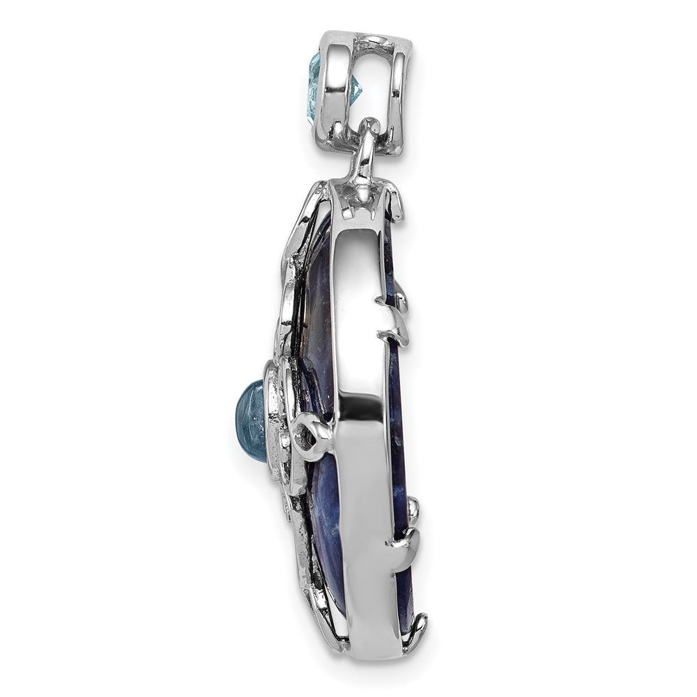 Sterling Silver Rhodium-plated w Sodalite & Blue Topaz Pendant