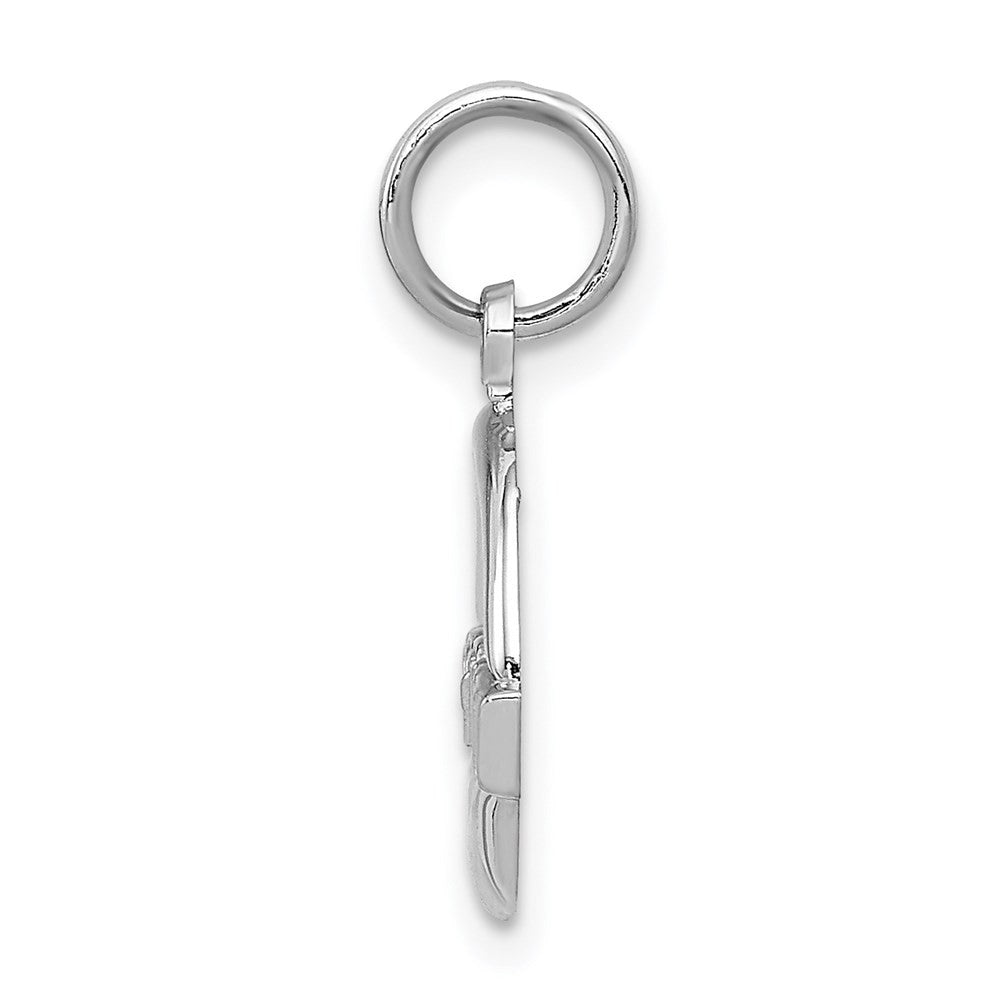 14k White Gold Claddagh Charm Pendant