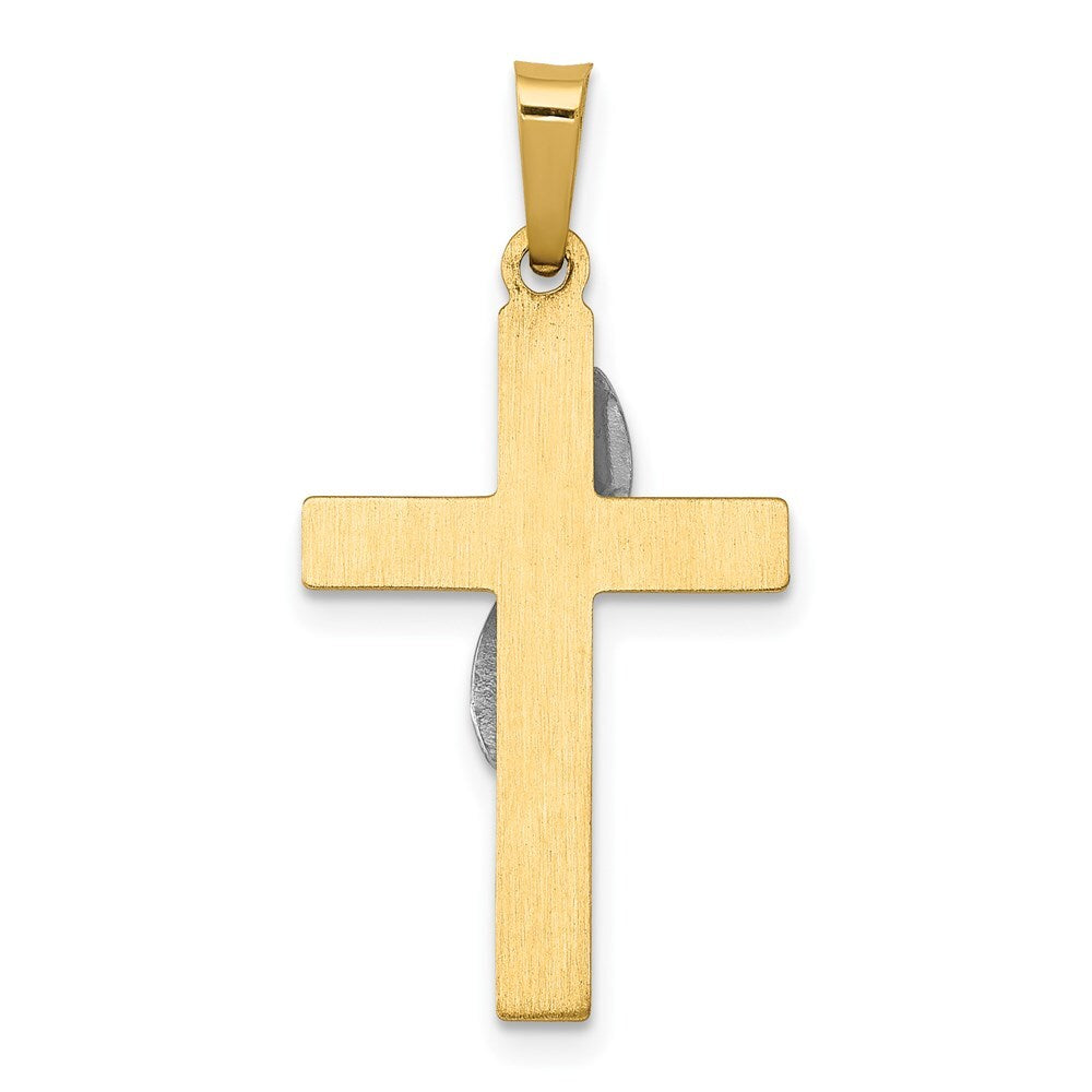 14k Two-tone Gold Hollow Cross Drape Charm Pendant for Women