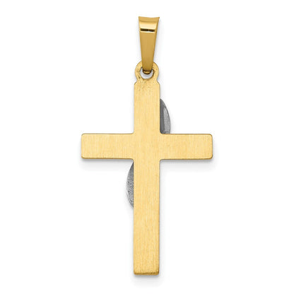 14k Two-tone Gold Hollow Cross Drape Charm Pendant for Women