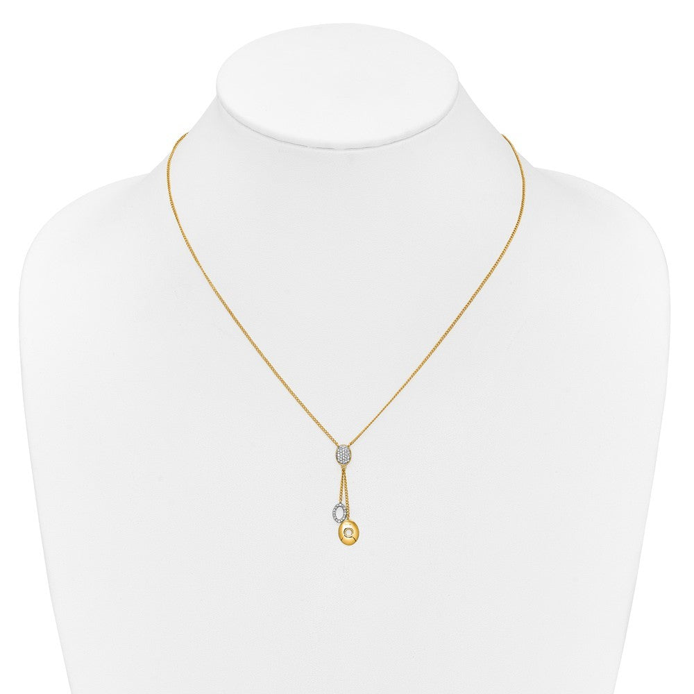 14k Yellow Gold Diamond Circles 18 inch Dangle Necklace