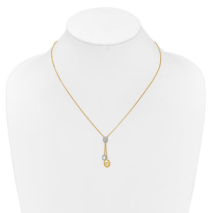 14k Yellow Gold Diamond Circles 18 inch Dangle Necklace