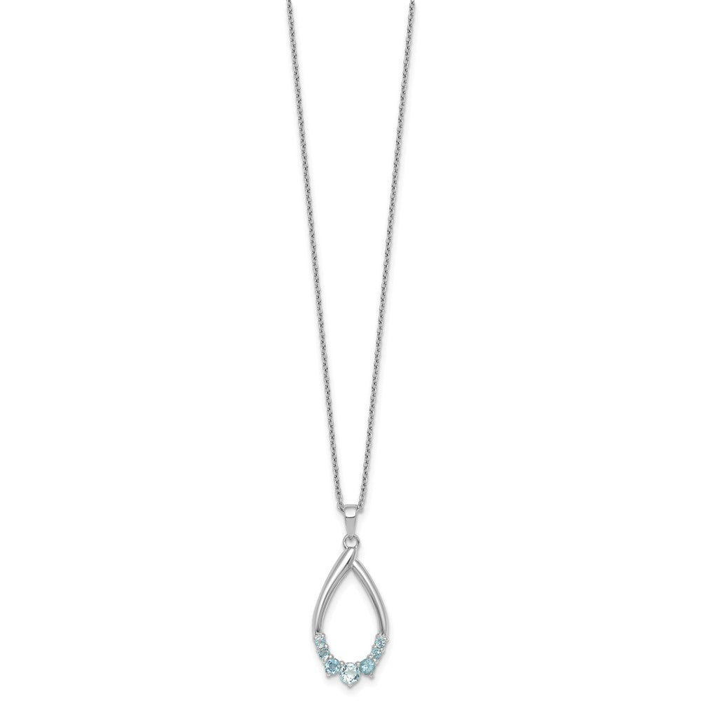 Sterling Silver Polished Swiss Blue Topaz Teardrop Necklace 16+2"