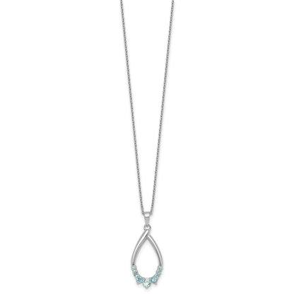 Sterling Silver Polished Swiss Blue Topaz Teardrop Necklace 16+2"