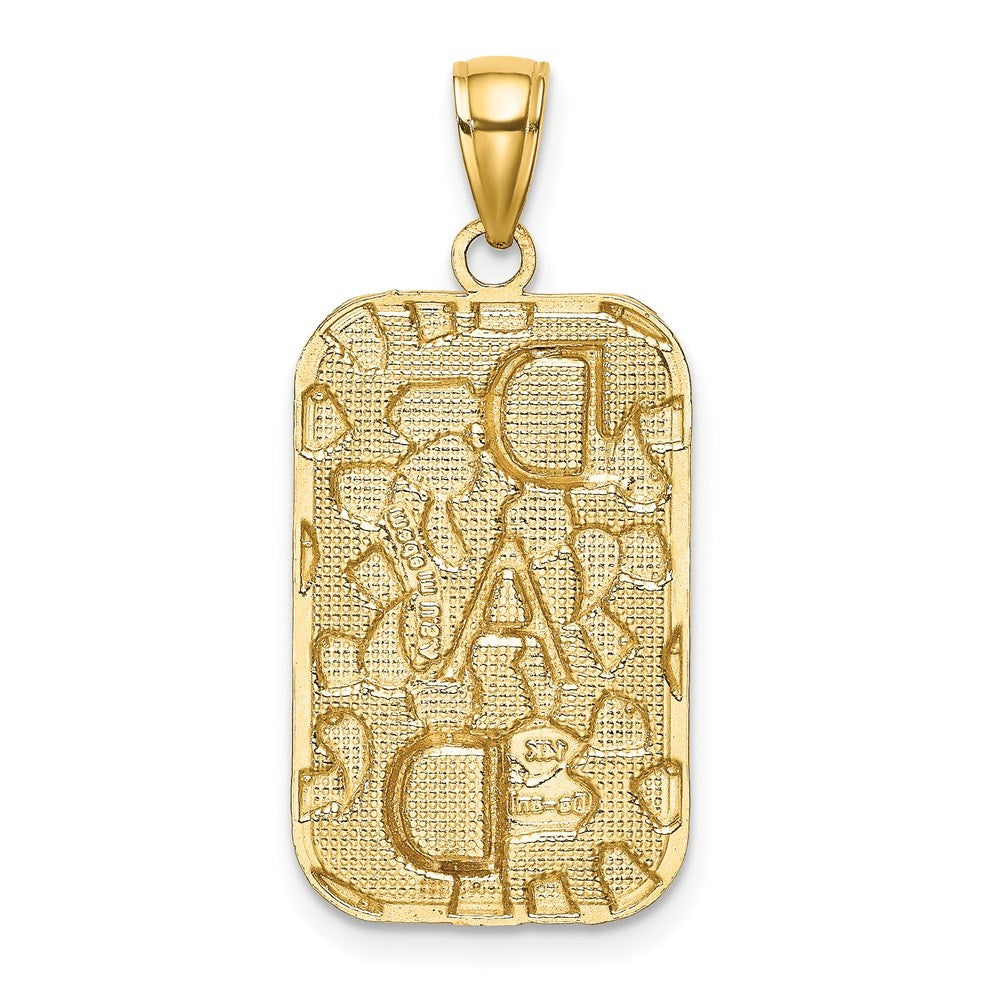 14k Yellow Gold DAD  Nugget Dog Tag Pendant