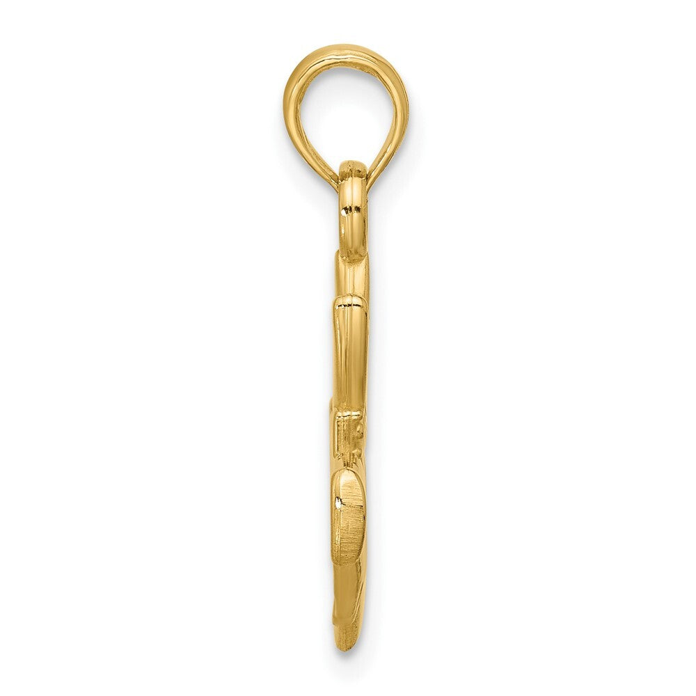 14k Yellow Gold Polished Heart Crown Pendant for Women