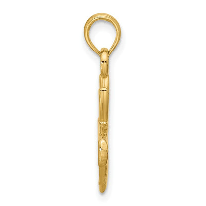14k Yellow Gold Polished Heart Crown Pendant for Women