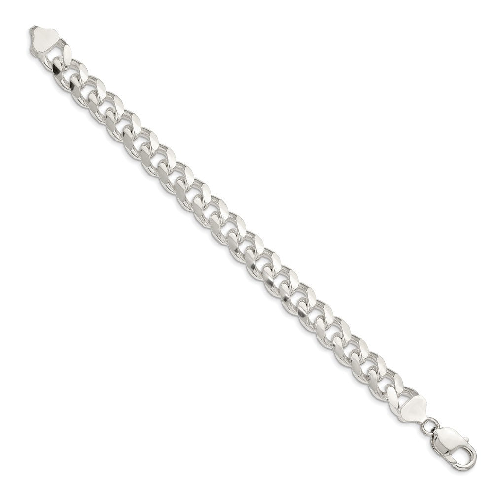 Sterling Silver 10.5mm Domed w/ Side Diamond-Cut Curb Chain Bracelet