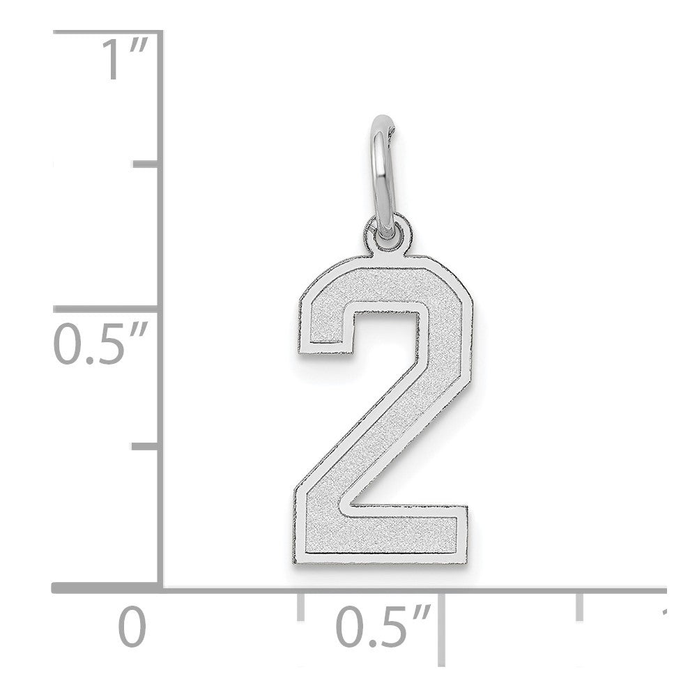 14K White Medium Satin Number 2 Charm