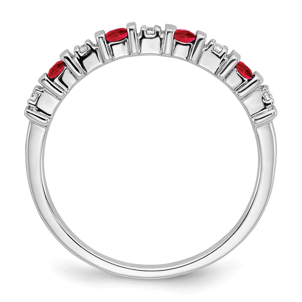 14k White Gold Ruby and Diamond Band Size 7