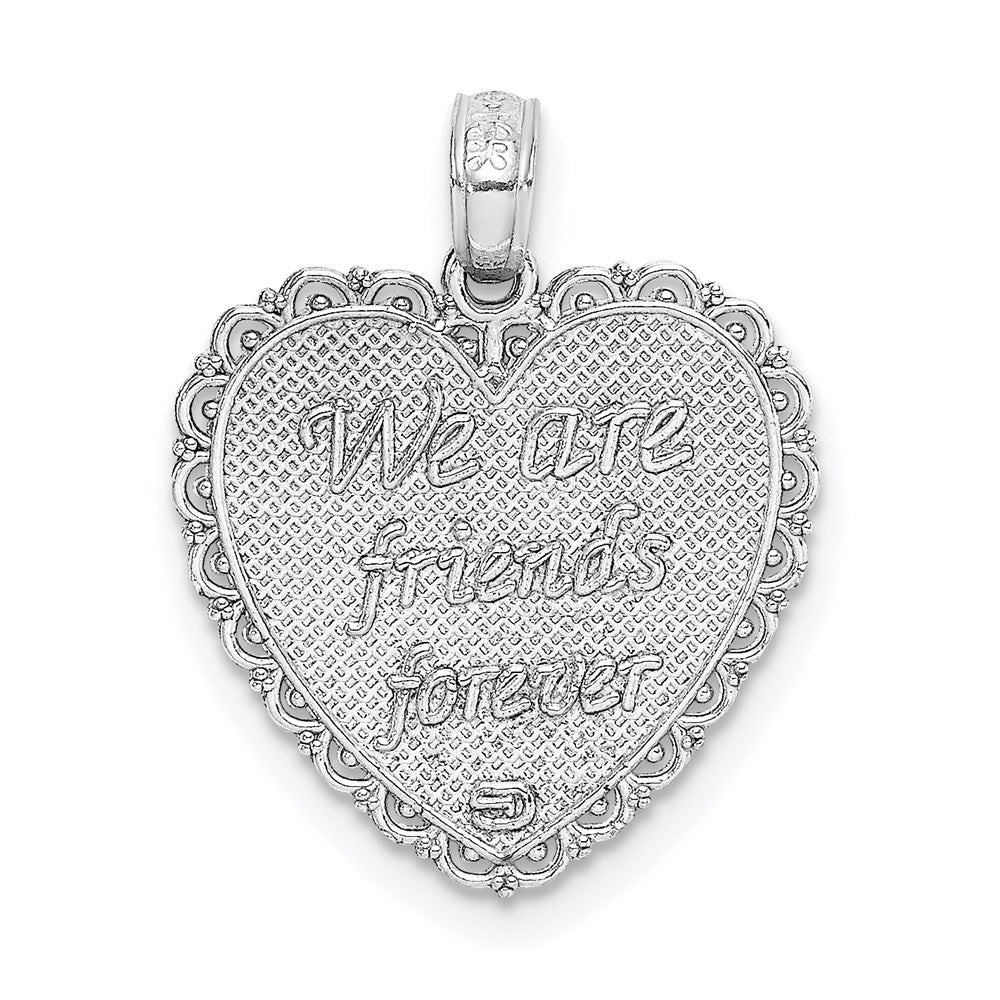 14k White Gold White Reversible FOR MY SISTER-FRIENDS FOREVER Pendant