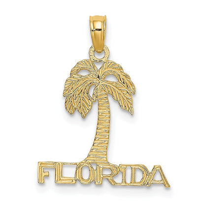 14k Yellow Gold FLORIDA Palm Tree Charm Pendant for Women