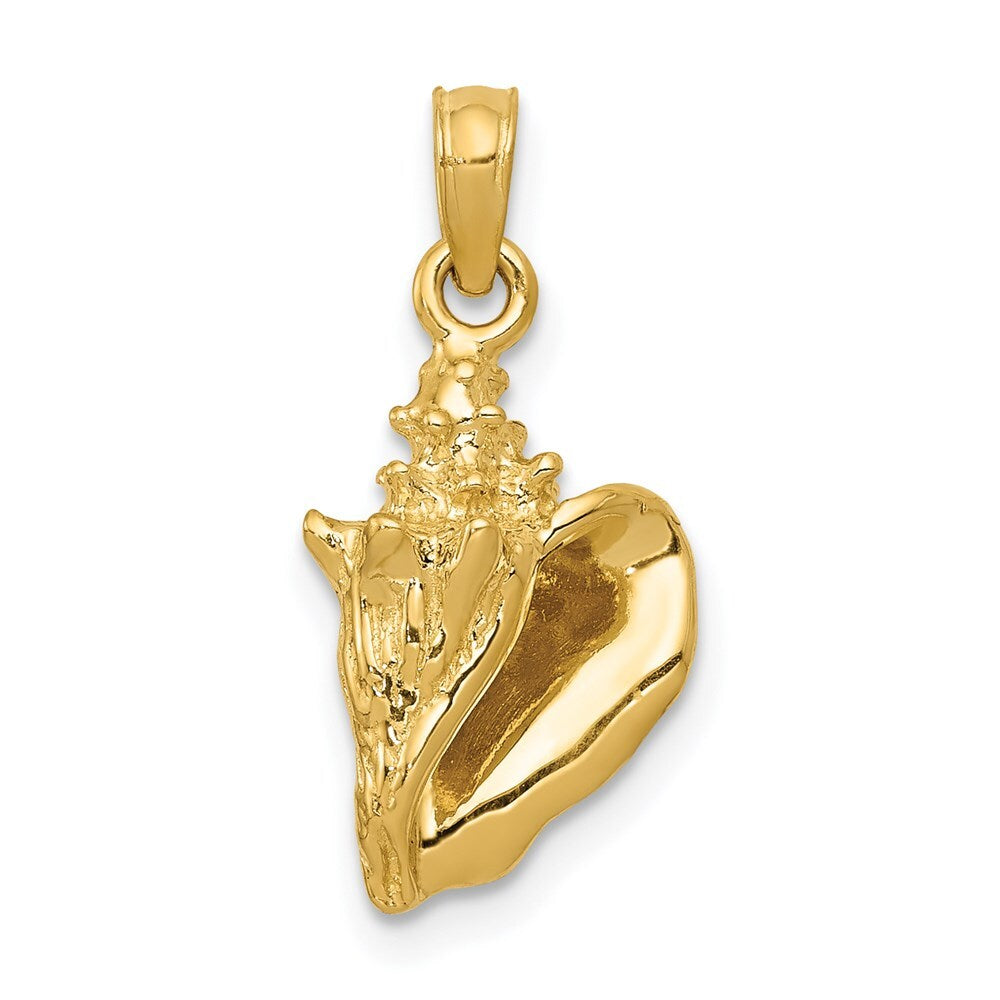 14k Yellow Gold 3-D Conch Shell Pendant for Women