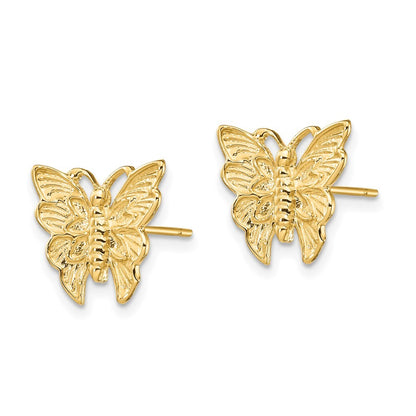 14k Yellow Gold Polished Butterfly Stud Earrings Gift for Women