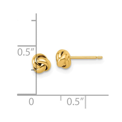 14k Yellow Gold Polished Love Knot Stud Earrings Gift for Women