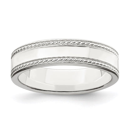 Sterling Silver 5mm Flat with Rope Edge Size 11 Band