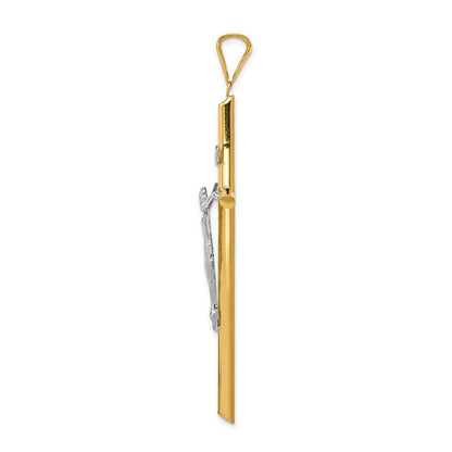 14k Two-tone Gold Polished Jesus Crucifix Pendant for Women
