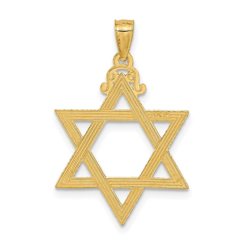 14k Yellow Gold Diamond-cut Star of David Pendant