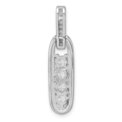 Sterling Silver Rhodium-plated Polished Cubic Zirconia Elongated Oval Pendant