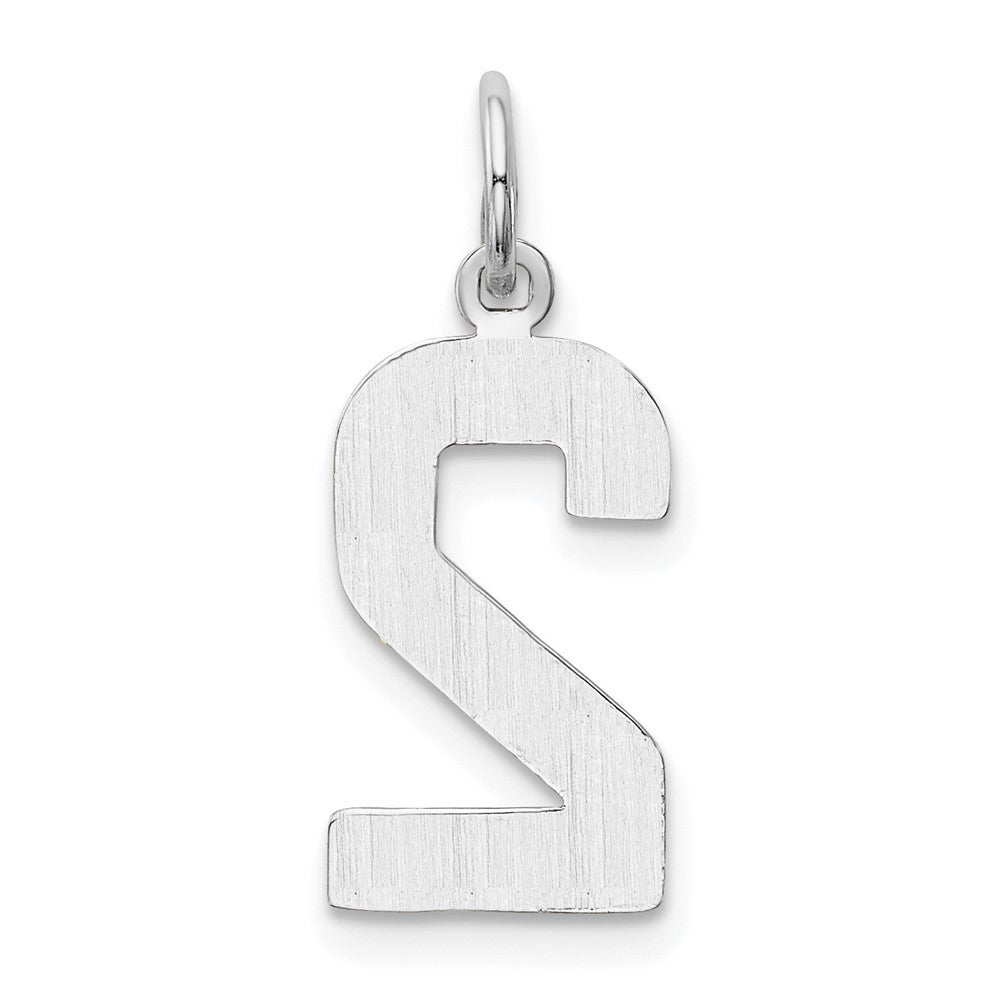 14K White Medium Polished Number 2 Charm
