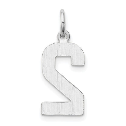 14K White Medium Polished Number 2 Charm