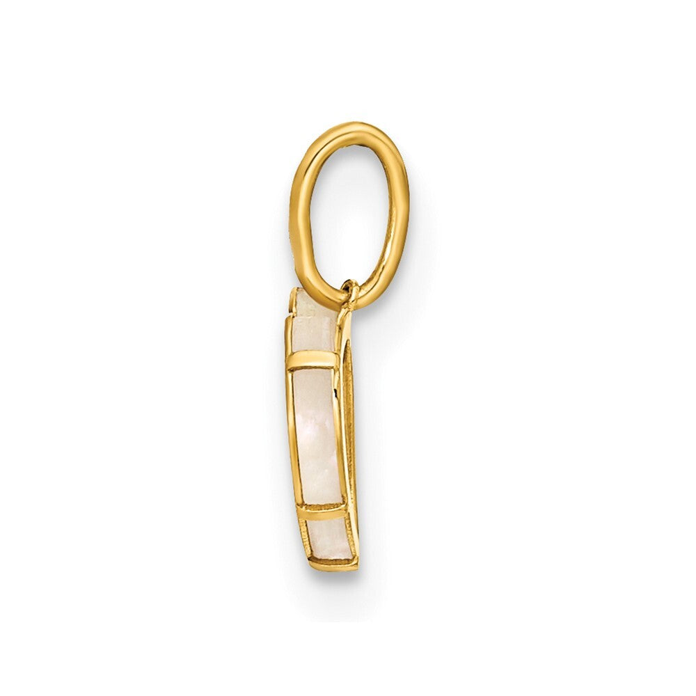14k Yellow Gold Polished Mother of Pearl Heart Pendant for Women
