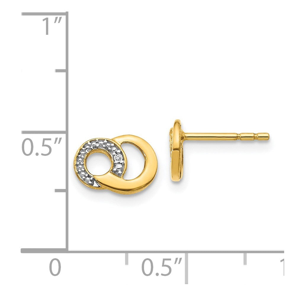 14k Yellow Gold with White Rhodium Diamond Circles Stud Earrings Gift for Women