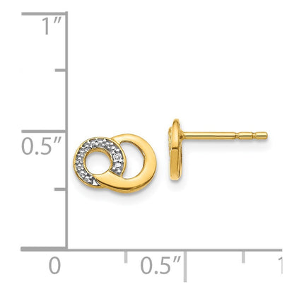 14k Yellow Gold with White Rhodium Diamond Circles Stud Earrings Gift for Women