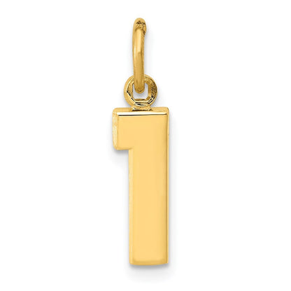 14k Yellow Gold Small Polished Number 1 Charm