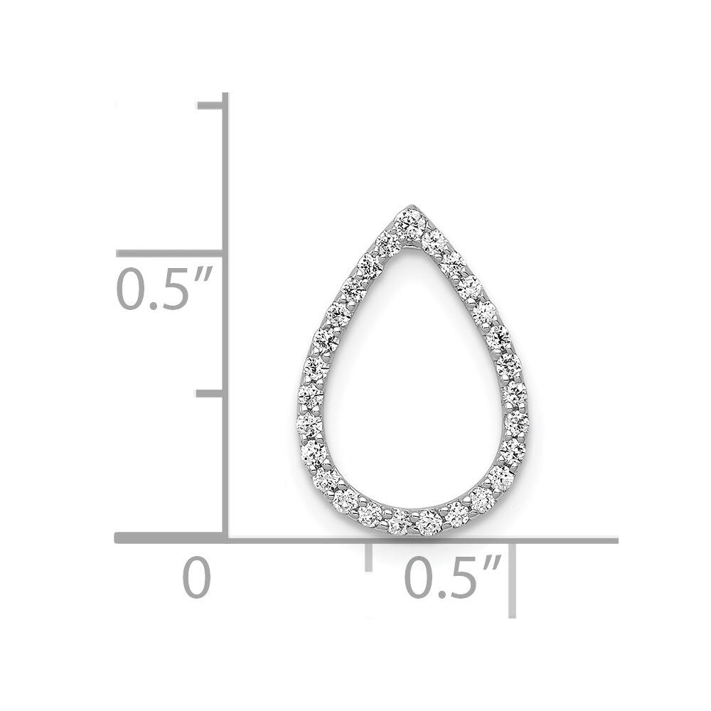 14k White Gold 1/5ct. Diamond Teardrop Chain Slide Pendant for Women