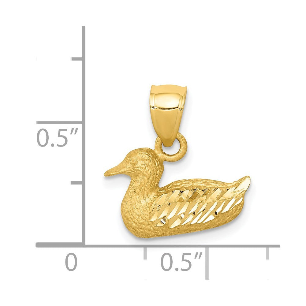 14k Yellow Gold Diamond-cut Duck Pendant